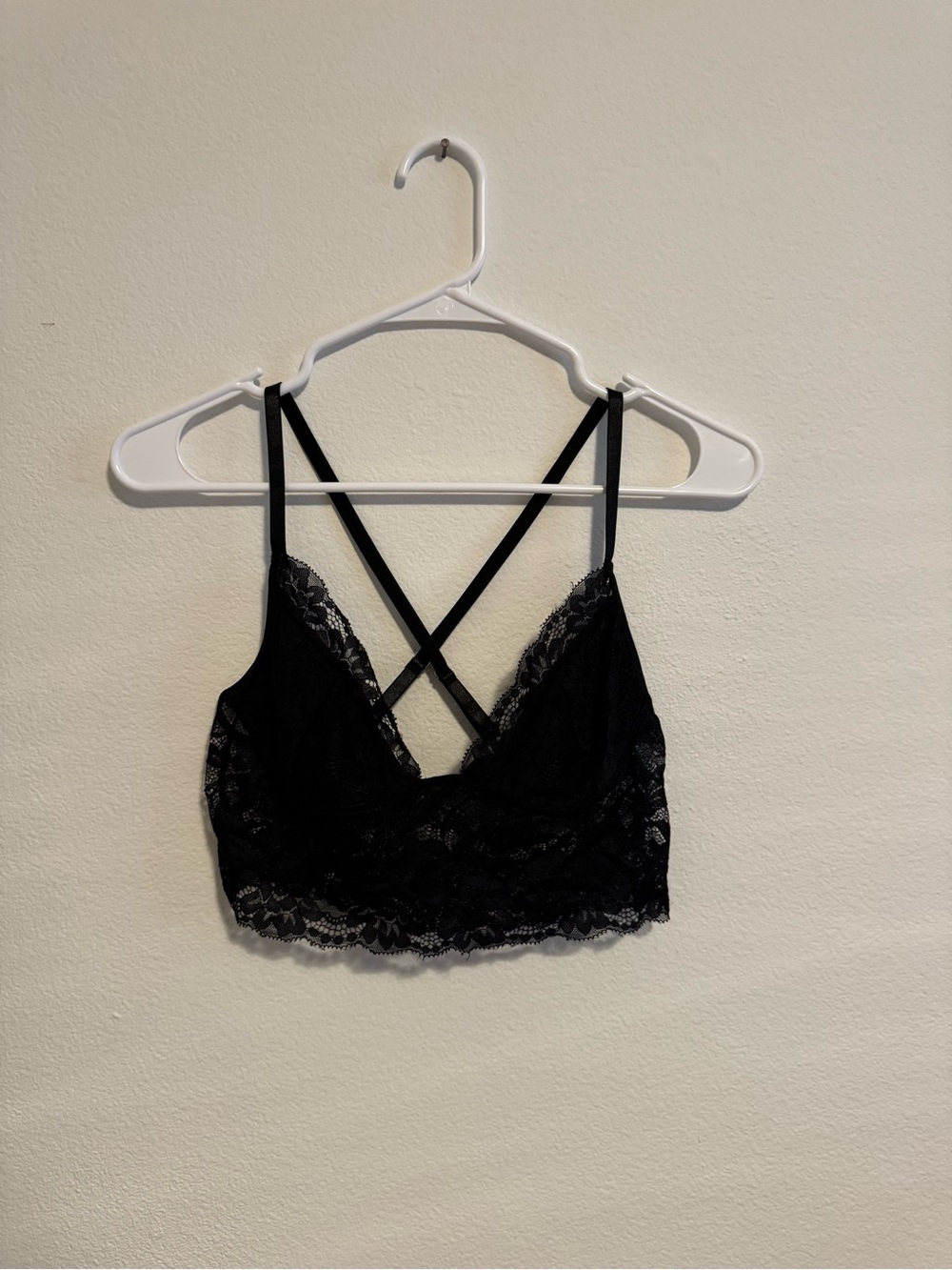 SHEIN Black Lace Bralette Camisole with Crisscross Back